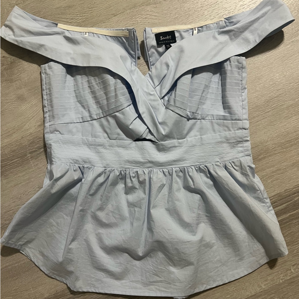 Bardot Light Blue Off-Shoulder Blouse